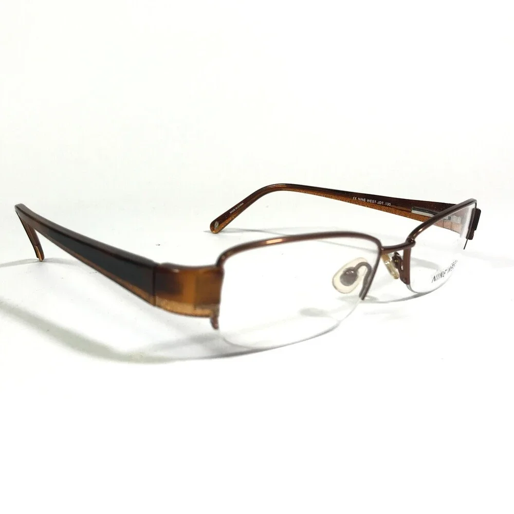Nine West Petite Eyeglasses Frames 377 JDT Brown Rectangular Half Rim 53-16-130